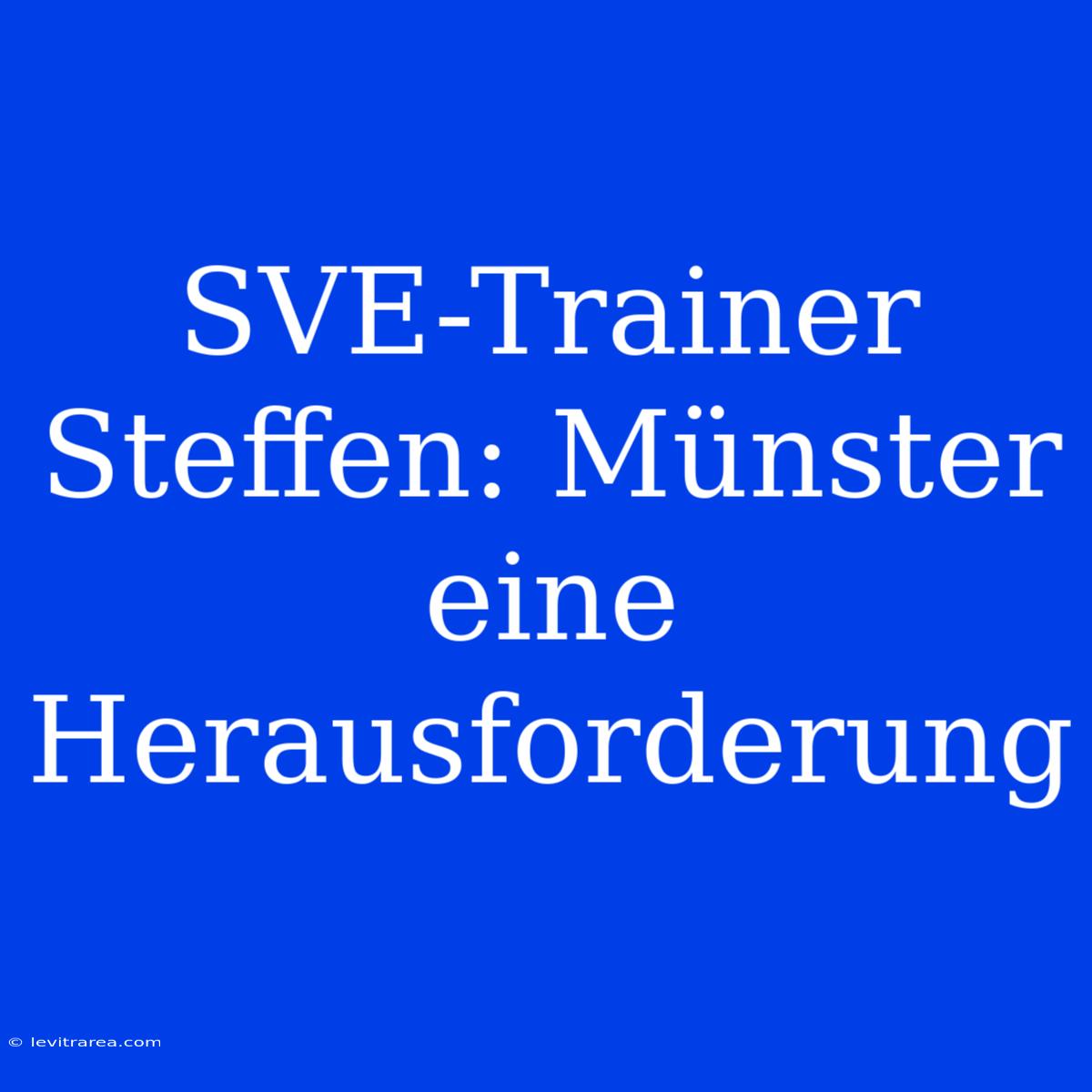 SVE-Trainer Steffen: Münster Eine Herausforderung