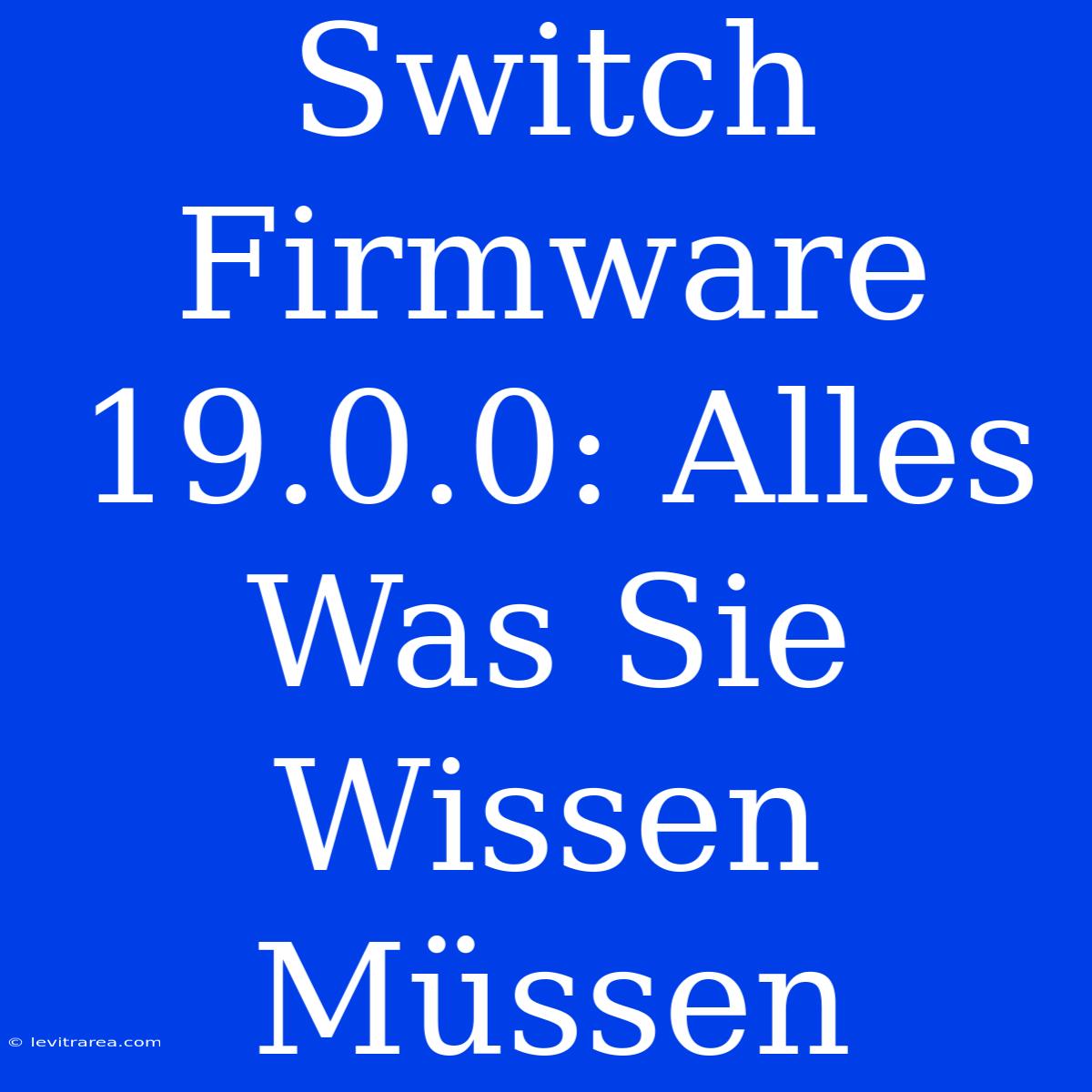 Switch Firmware 19.0.0: Alles Was Sie Wissen Müssen