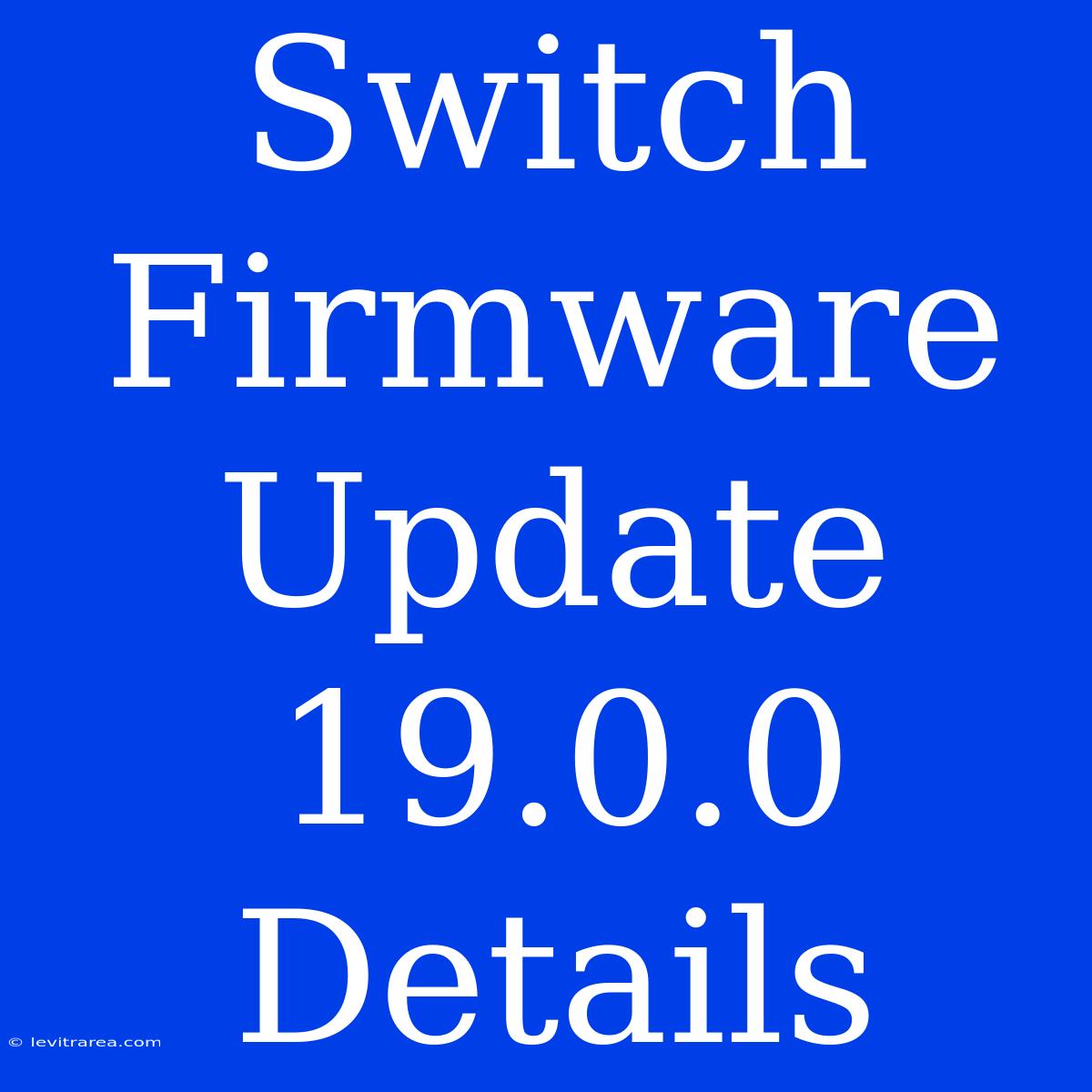 Switch Firmware Update 19.0.0 Details