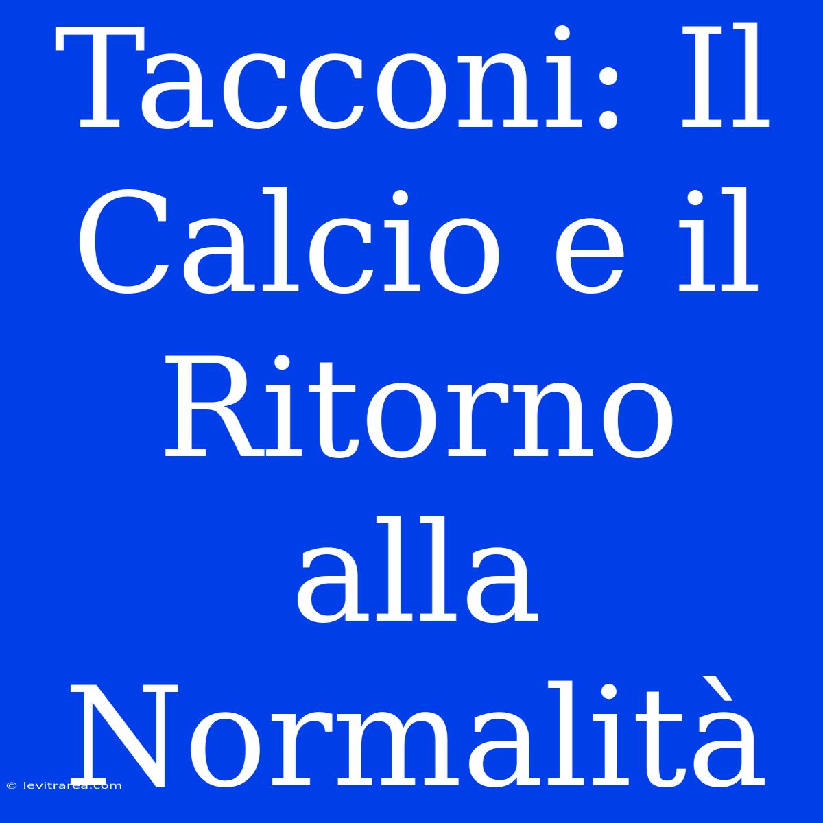 Tacconi: Il Calcio E Il Ritorno Alla Normalità 