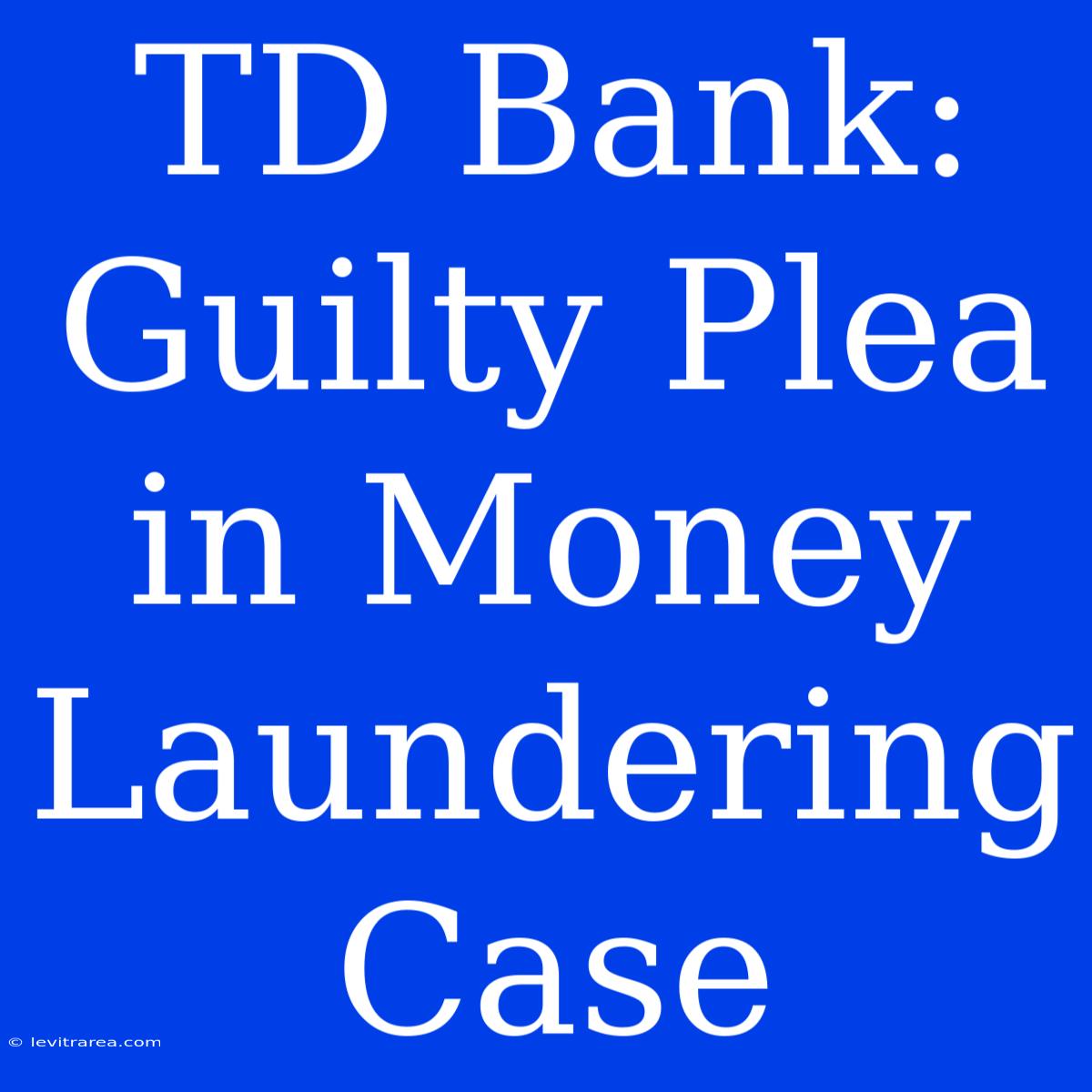 TD Bank: Guilty Plea In Money Laundering Case