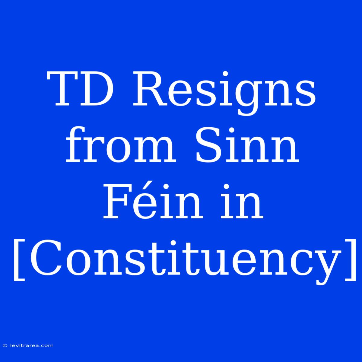 TD Resigns From Sinn Féin In [Constituency]