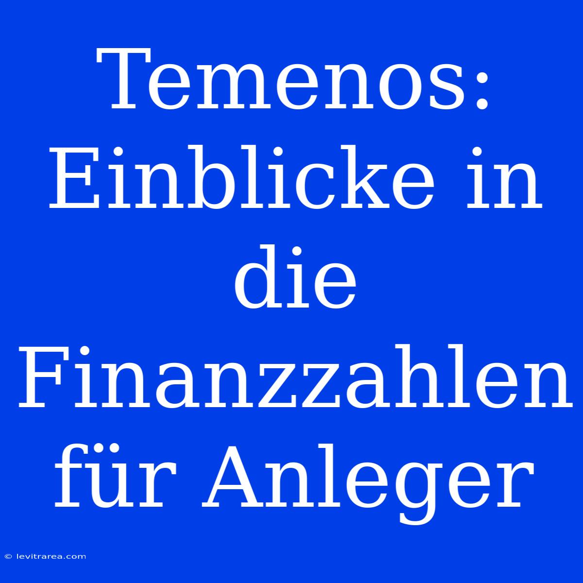 Temenos: Einblicke In Die Finanzzahlen Für Anleger 