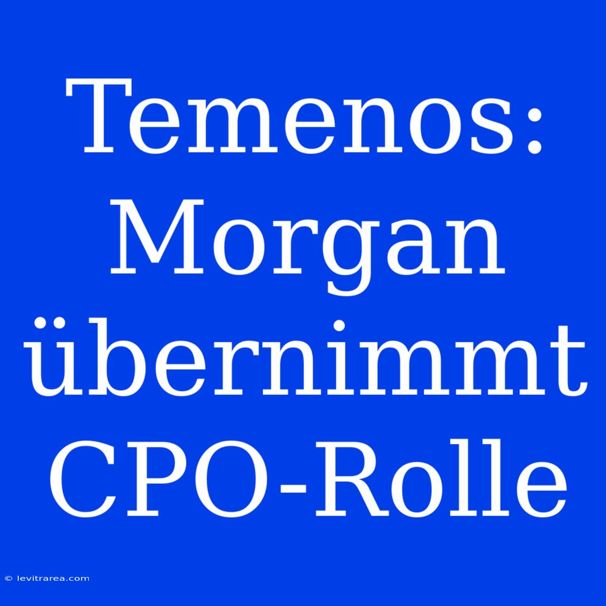 Temenos: Morgan Übernimmt CPO-Rolle 