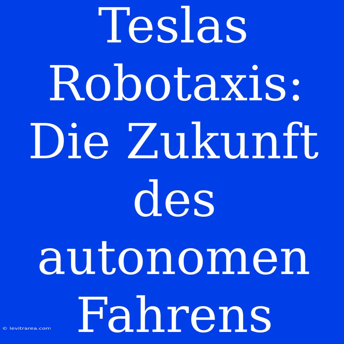 Teslas Robotaxis: Die Zukunft Des Autonomen Fahrens