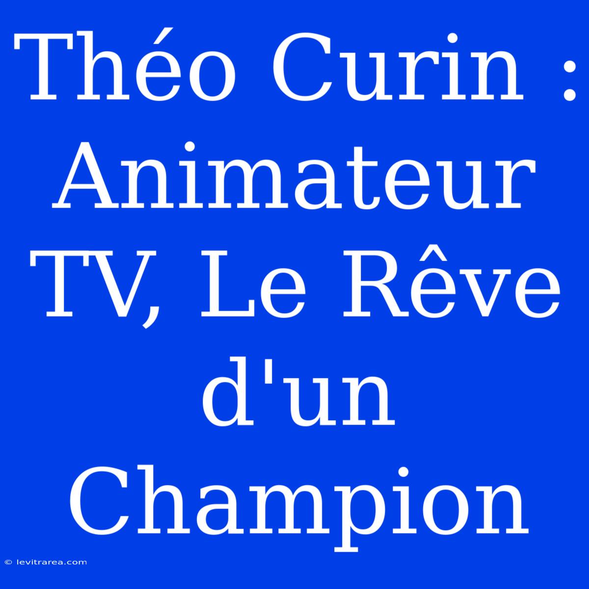 Théo Curin : Animateur TV, Le Rêve D'un Champion