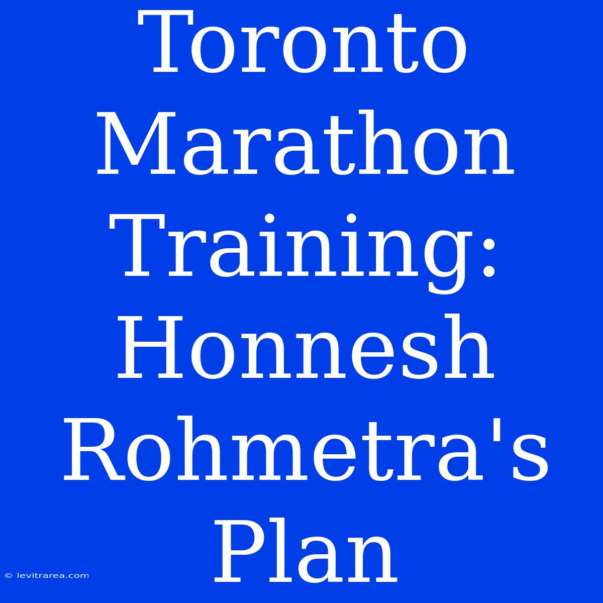 Toronto Marathon Training: Honnesh Rohmetra's Plan