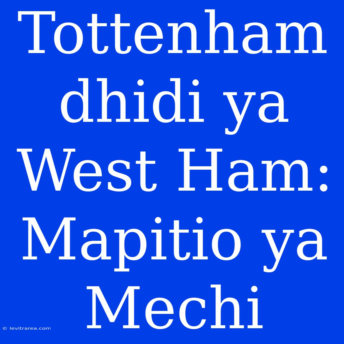 Tottenham Dhidi Ya West Ham: Mapitio Ya Mechi