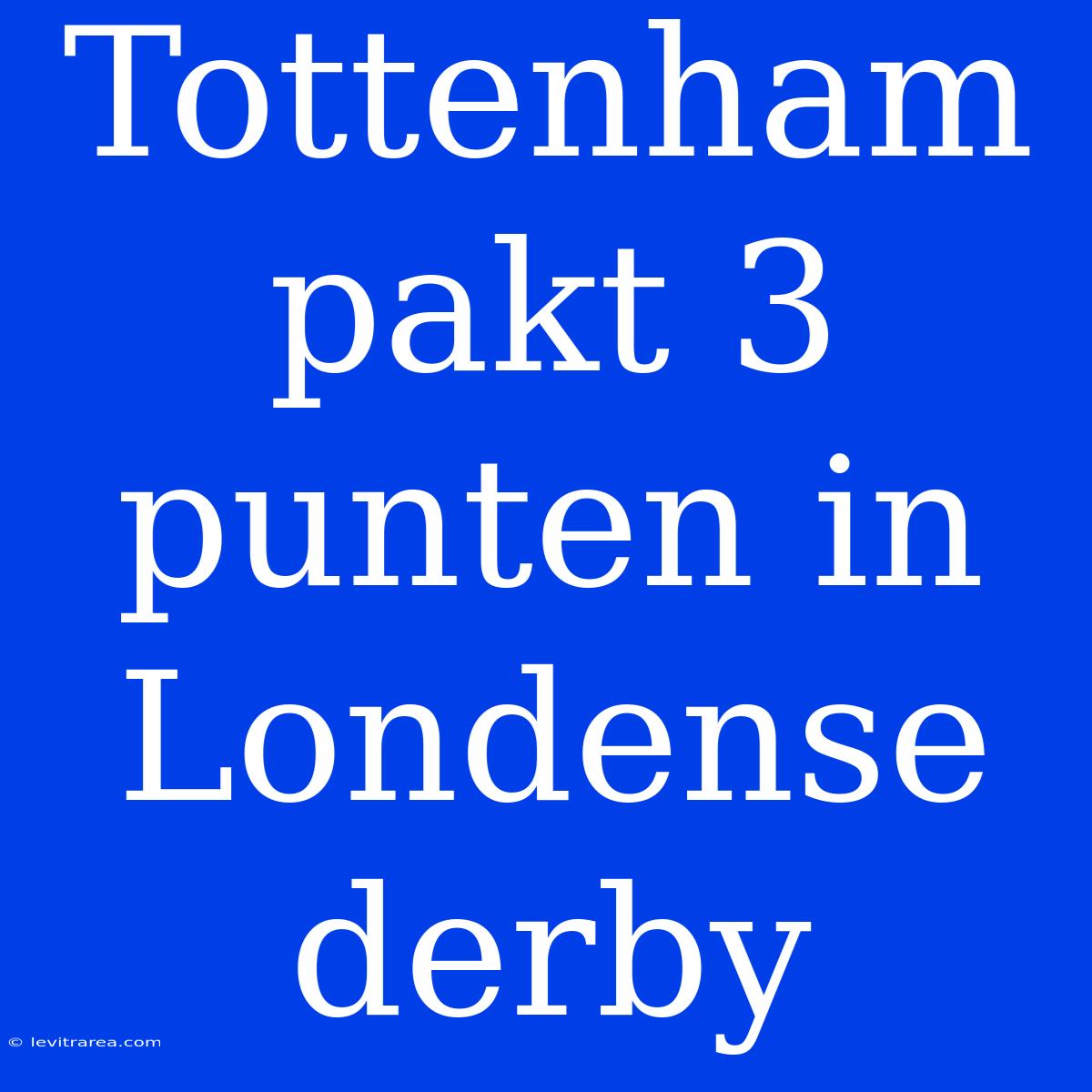 Tottenham Pakt 3 Punten In Londense Derby