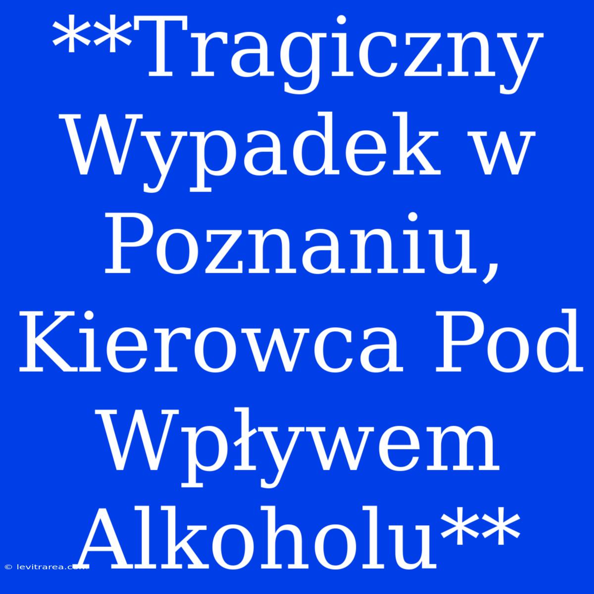 **Tragiczny Wypadek W Poznaniu, Kierowca Pod Wpływem Alkoholu**