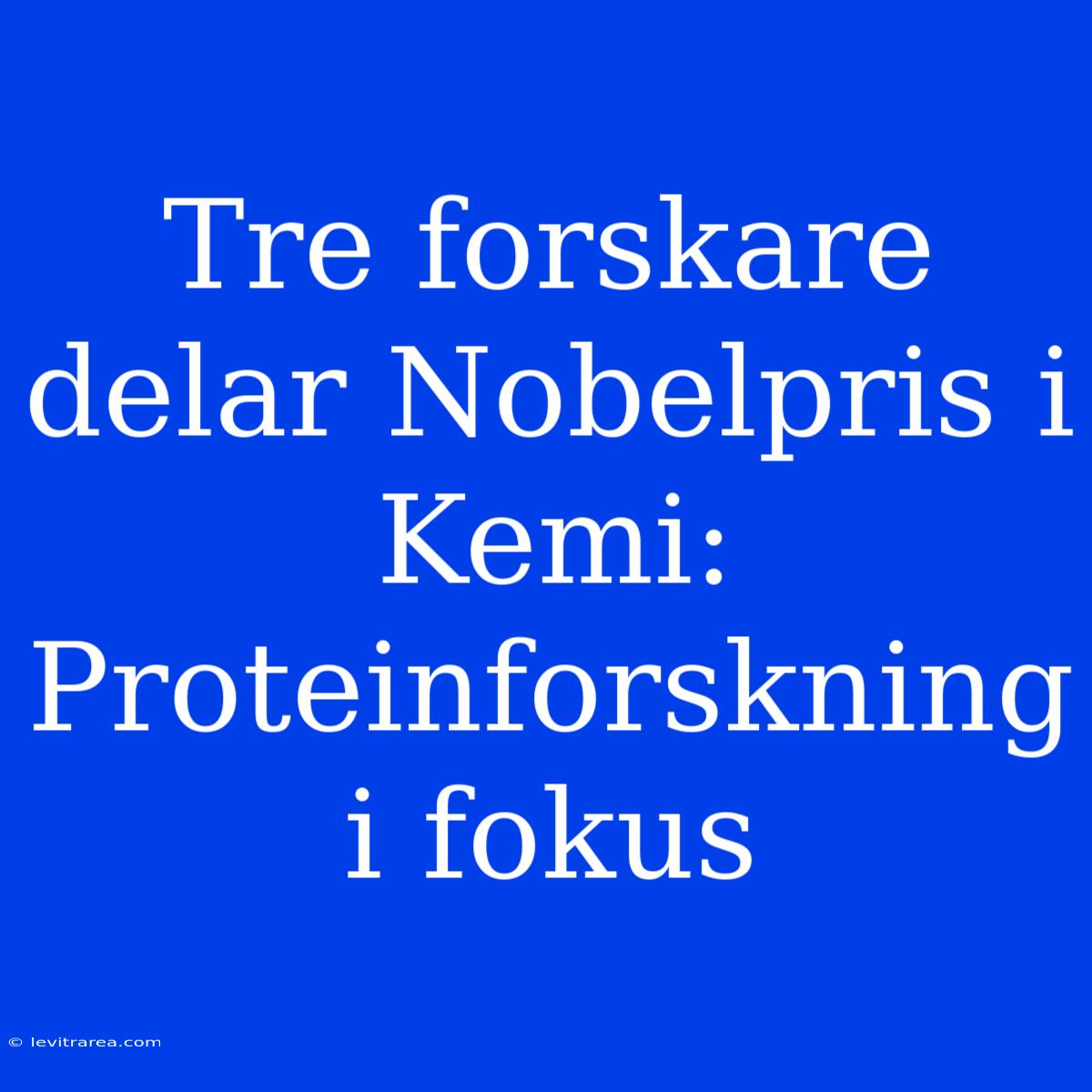 Tre Forskare Delar Nobelpris I Kemi: Proteinforskning I Fokus