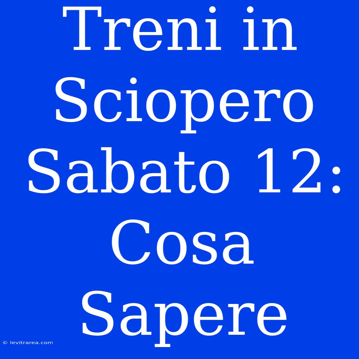 Treni In Sciopero Sabato 12: Cosa Sapere