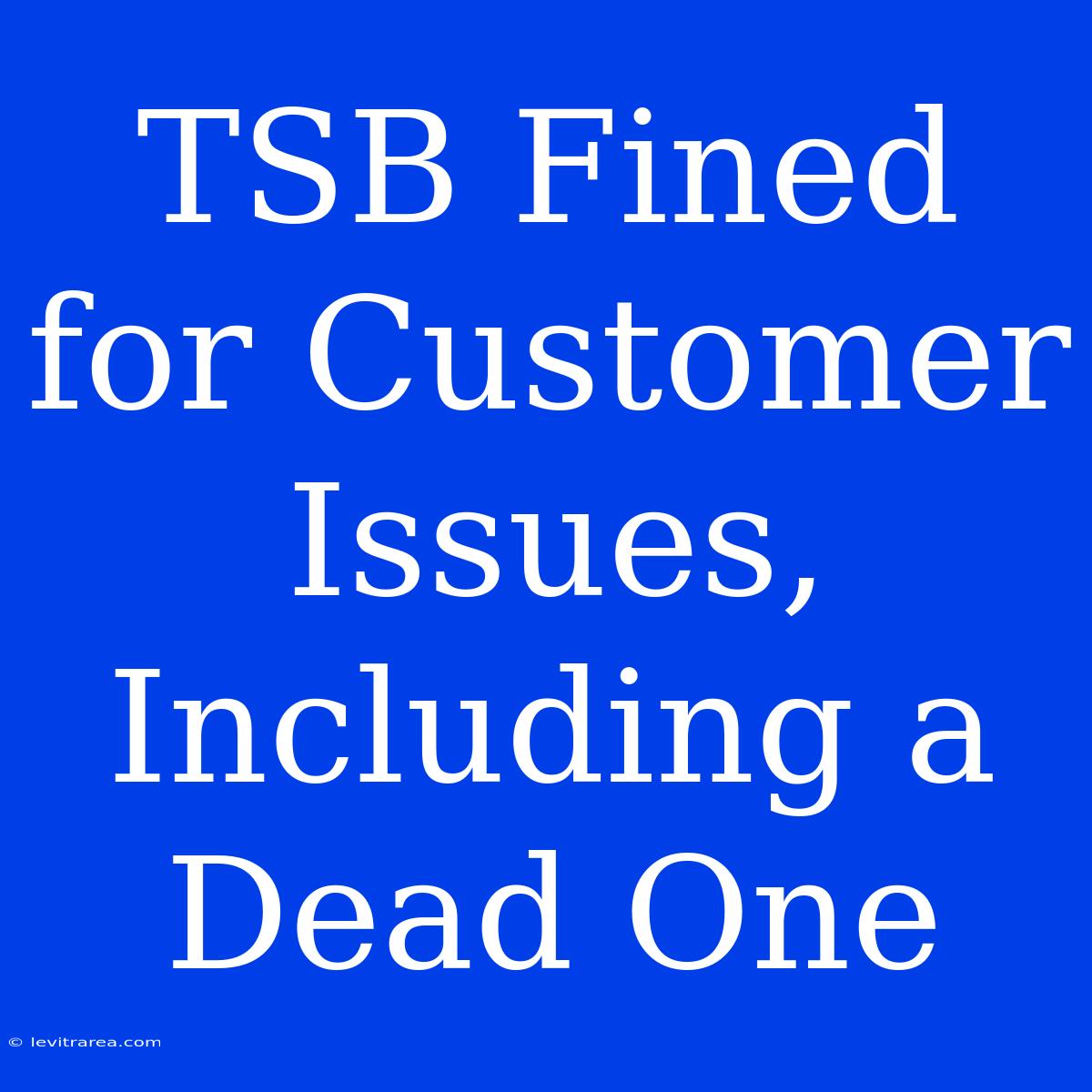 TSB Fined For Customer Issues, Including A Dead One 