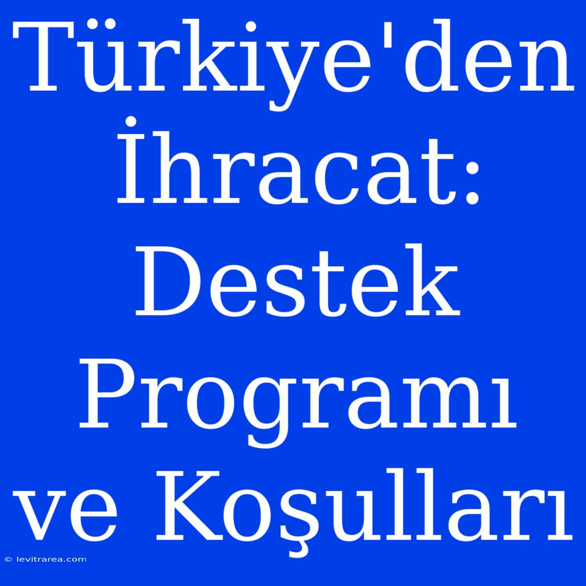 Türkiye'den İhracat: Destek Programı Ve Koşulları