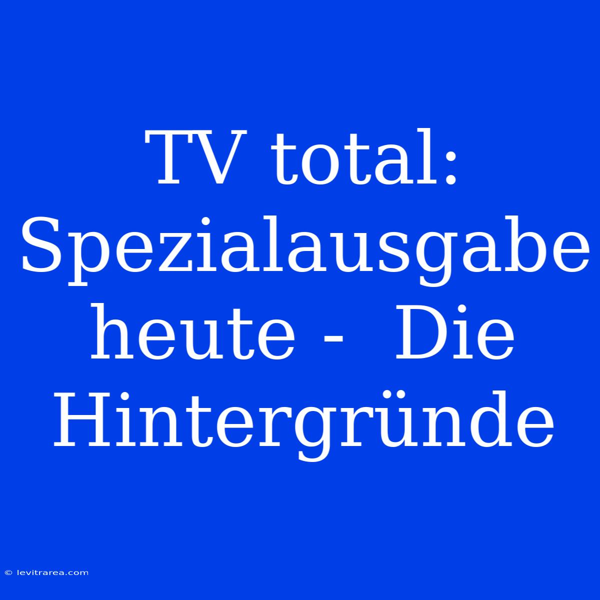 TV Total:  Spezialausgabe Heute -  Die Hintergründe