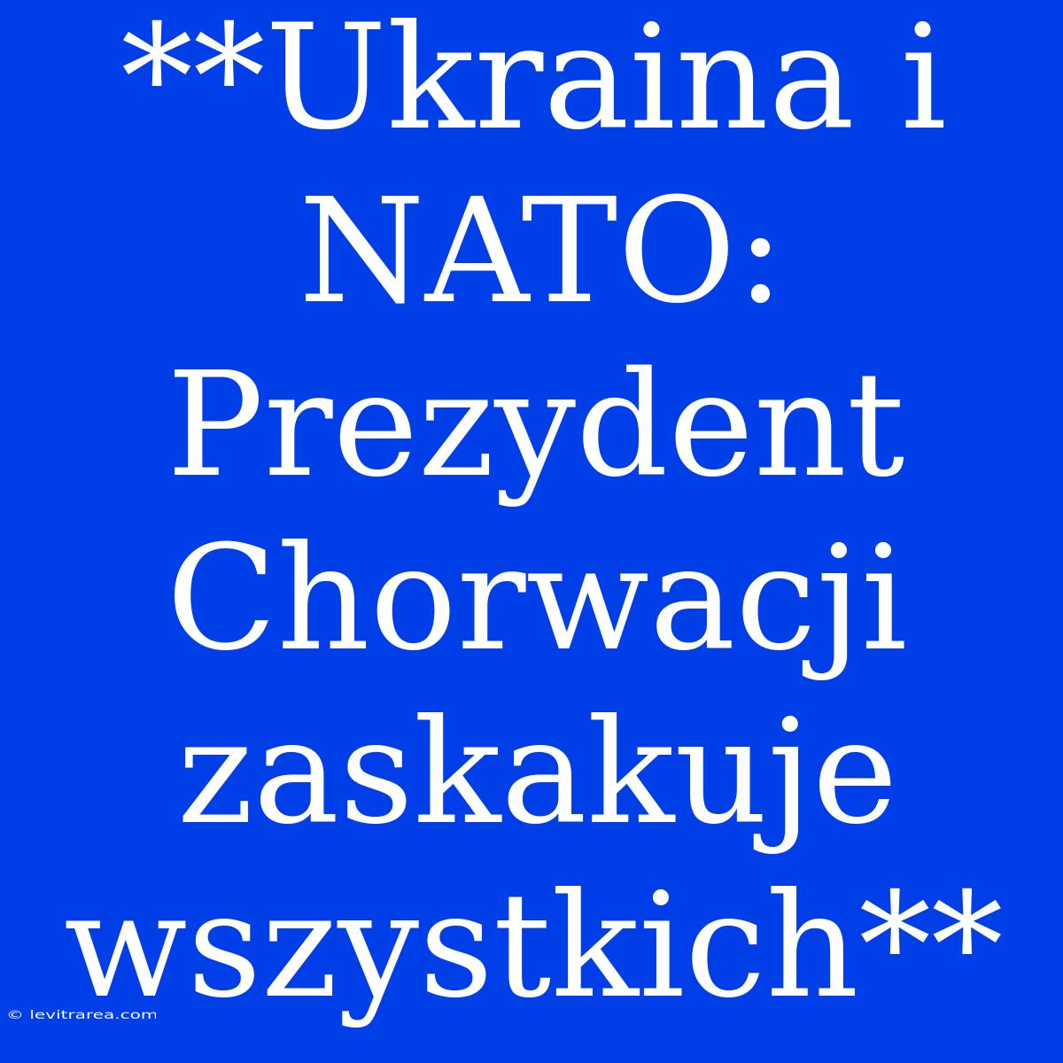 **Ukraina I NATO: Prezydent Chorwacji Zaskakuje Wszystkich**