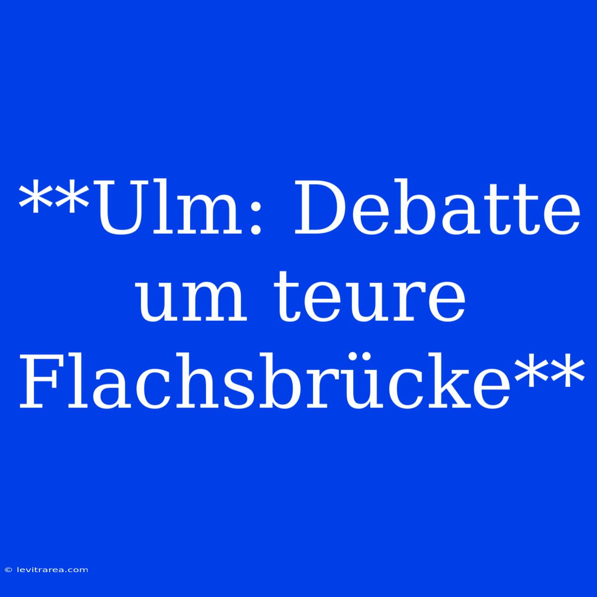 **Ulm: Debatte Um Teure Flachsbrücke**