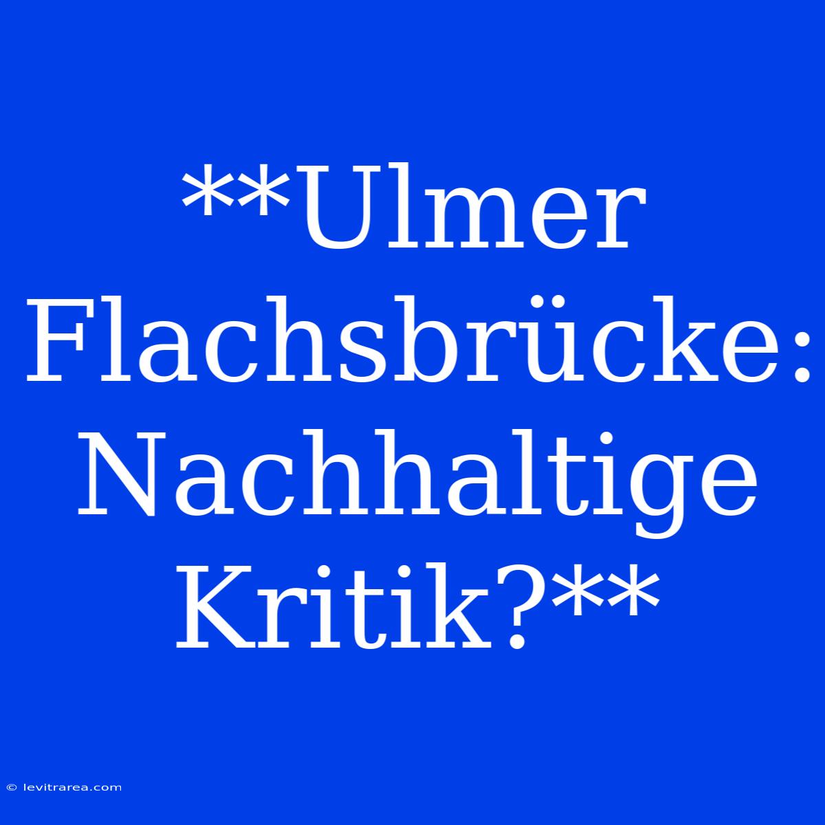 **Ulmer Flachsbrücke: Nachhaltige Kritik?**