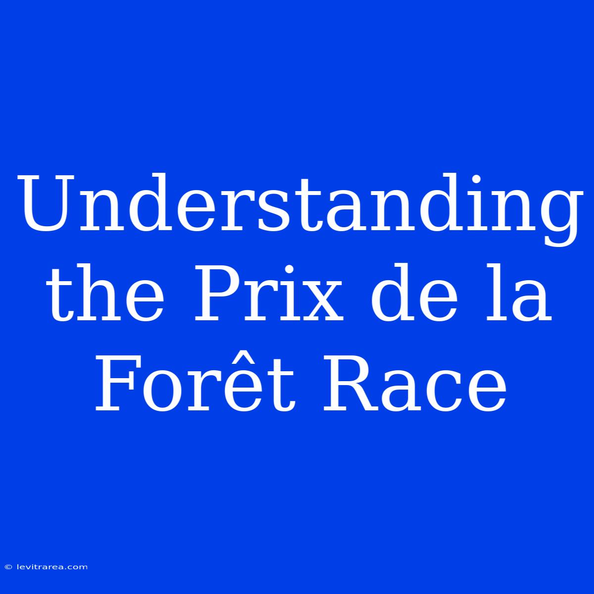 Understanding The Prix De La Forêt Race