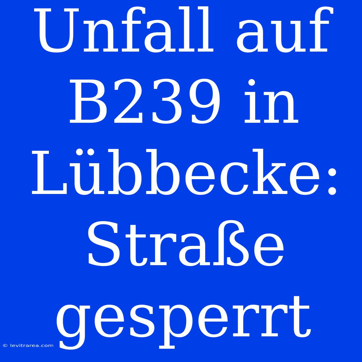 Unfall Auf B239 In Lübbecke: Straße Gesperrt