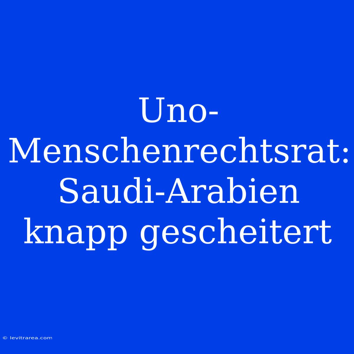 Uno-Menschenrechtsrat: Saudi-Arabien Knapp Gescheitert