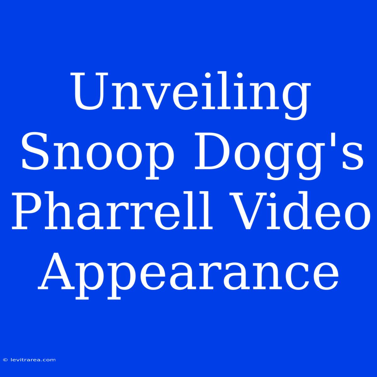 Unveiling Snoop Dogg's Pharrell Video Appearance