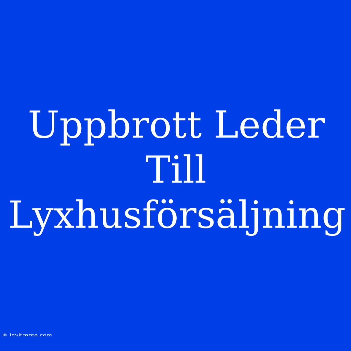 Uppbrott Leder Till Lyxhusförsäljning