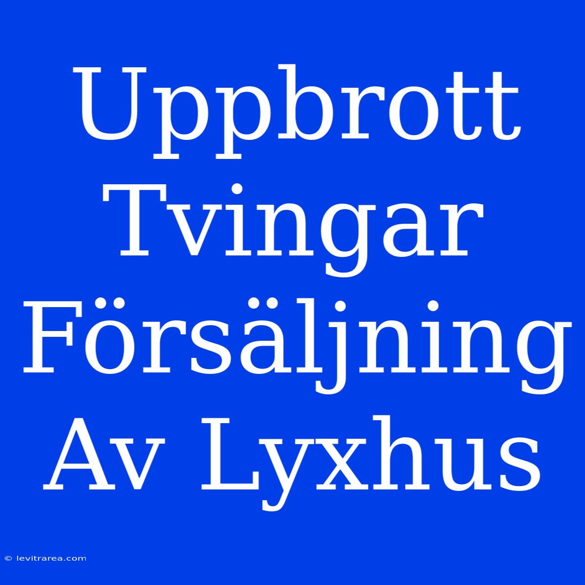 Uppbrott Tvingar Försäljning Av Lyxhus