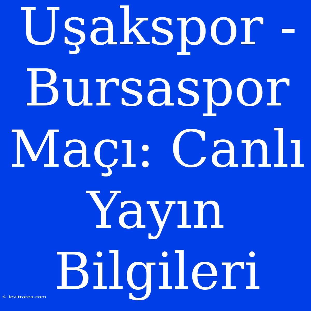 Uşakspor - Bursaspor Maçı: Canlı Yayın Bilgileri