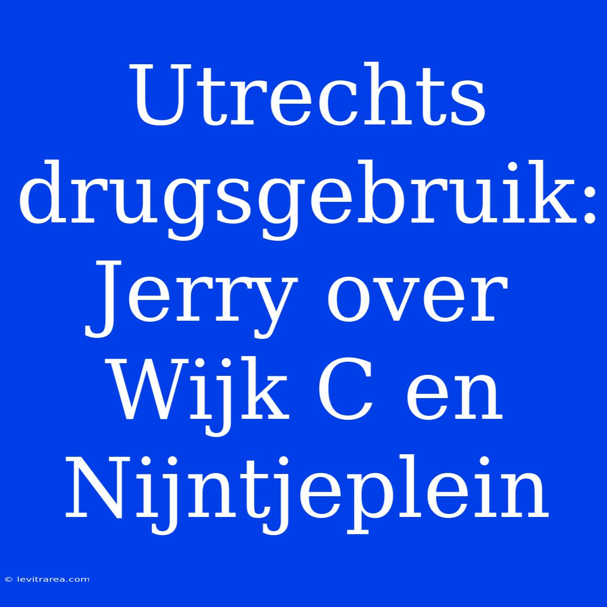 Utrechts Drugsgebruik: Jerry Over Wijk C En Nijntjeplein