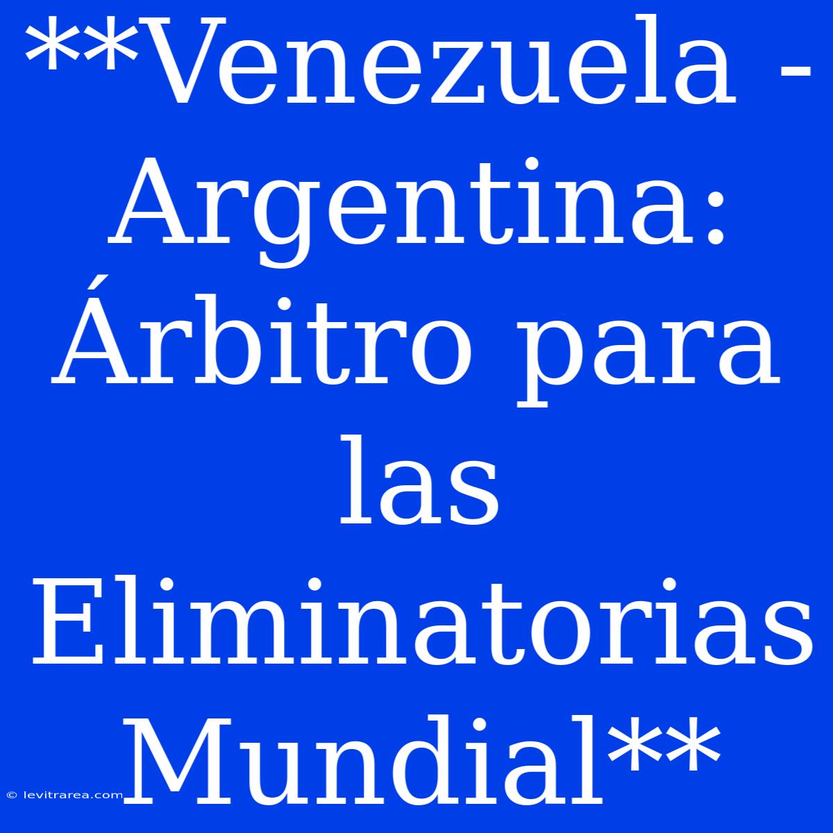 **Venezuela - Argentina: Árbitro Para Las Eliminatorias Mundial**