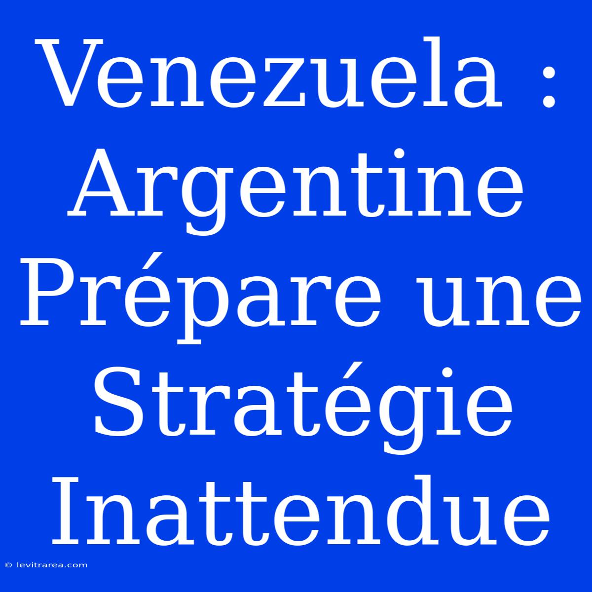 Venezuela : Argentine Prépare Une Stratégie Inattendue