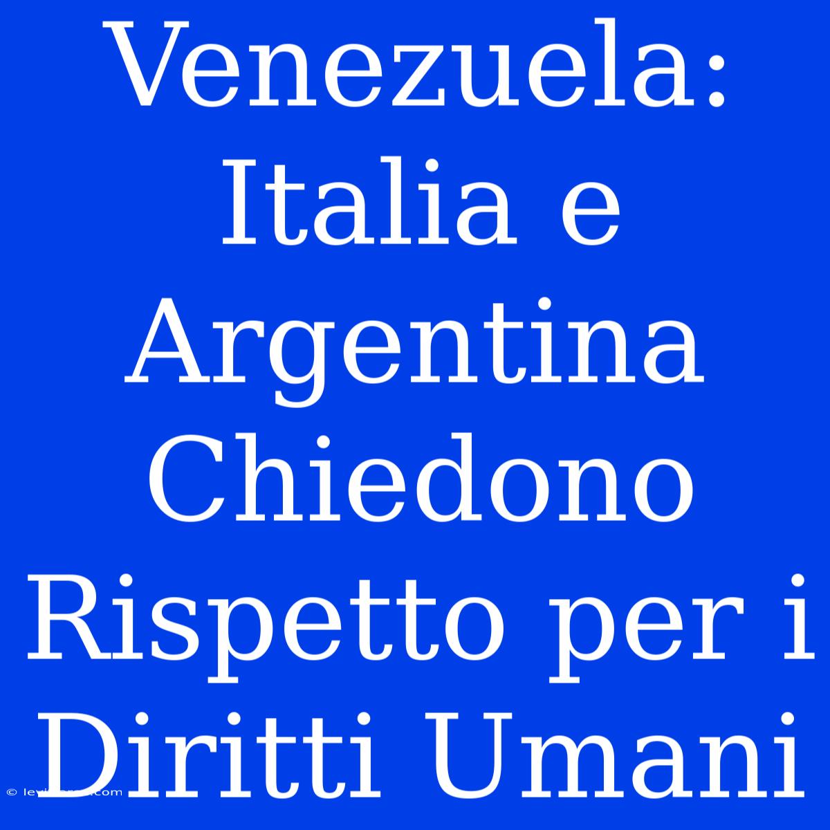 Venezuela: Italia E Argentina Chiedono Rispetto Per I Diritti Umani