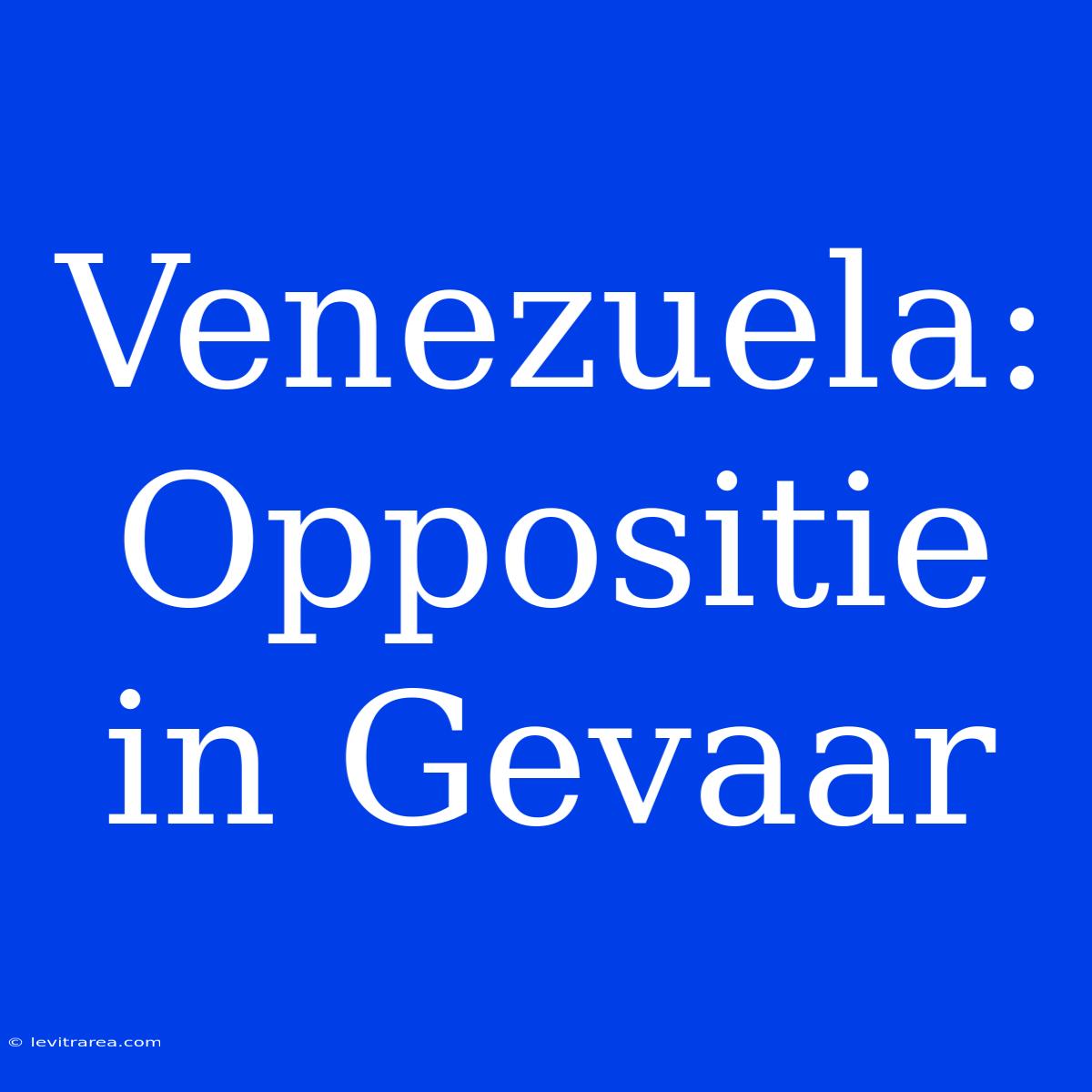 Venezuela: Oppositie In Gevaar