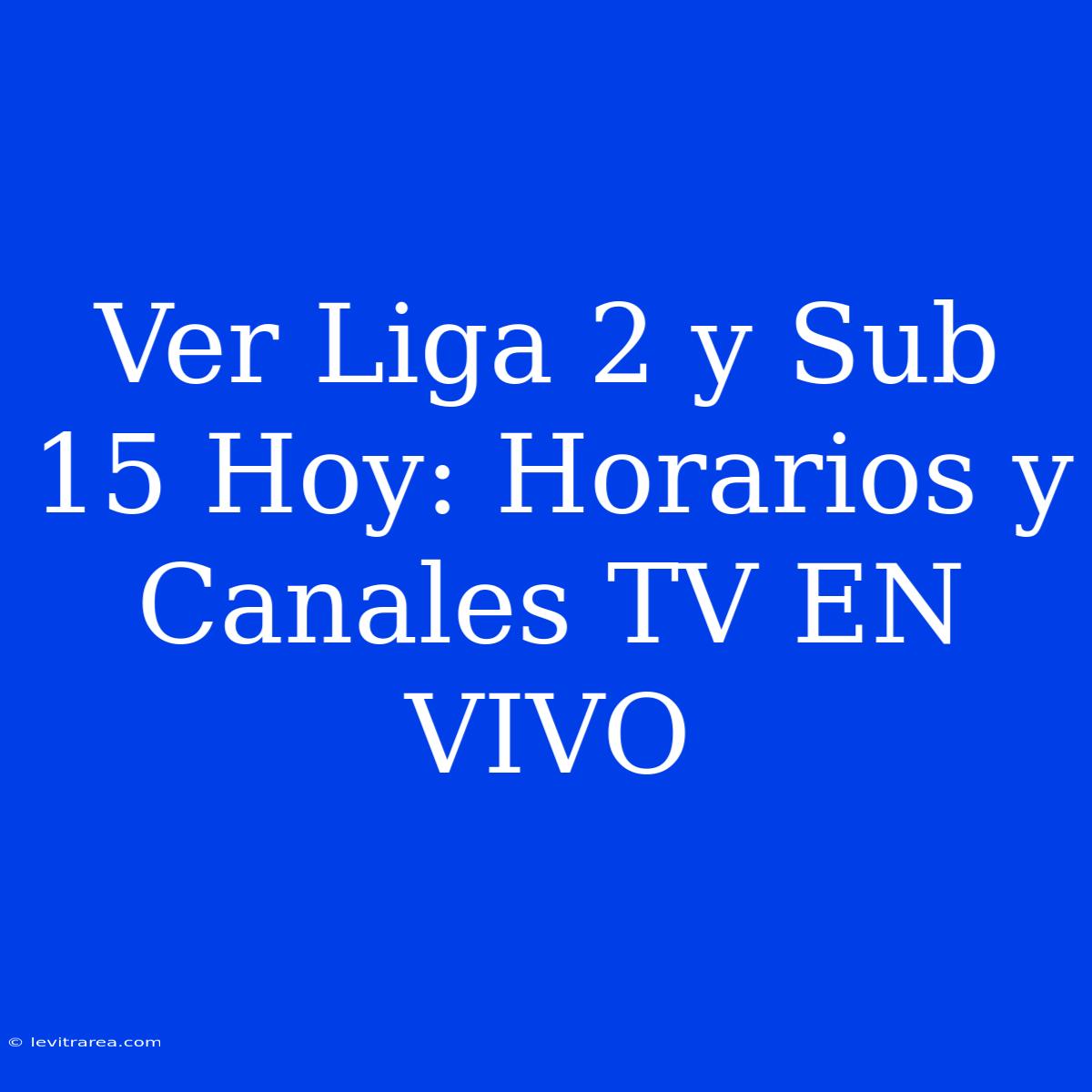 Ver Liga 2 Y Sub 15 Hoy: Horarios Y Canales TV EN VIVO