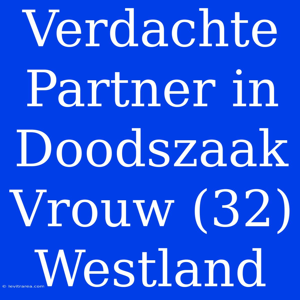 Verdachte Partner In Doodszaak Vrouw (32) Westland