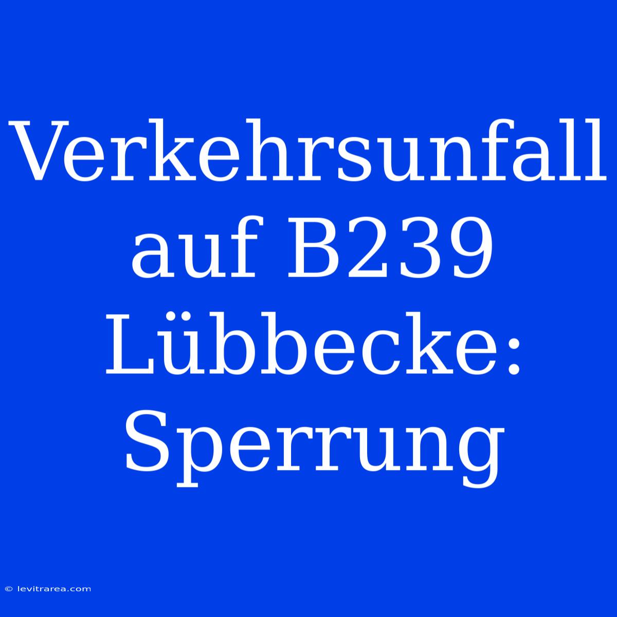 Verkehrsunfall Auf B239 Lübbecke: Sperrung