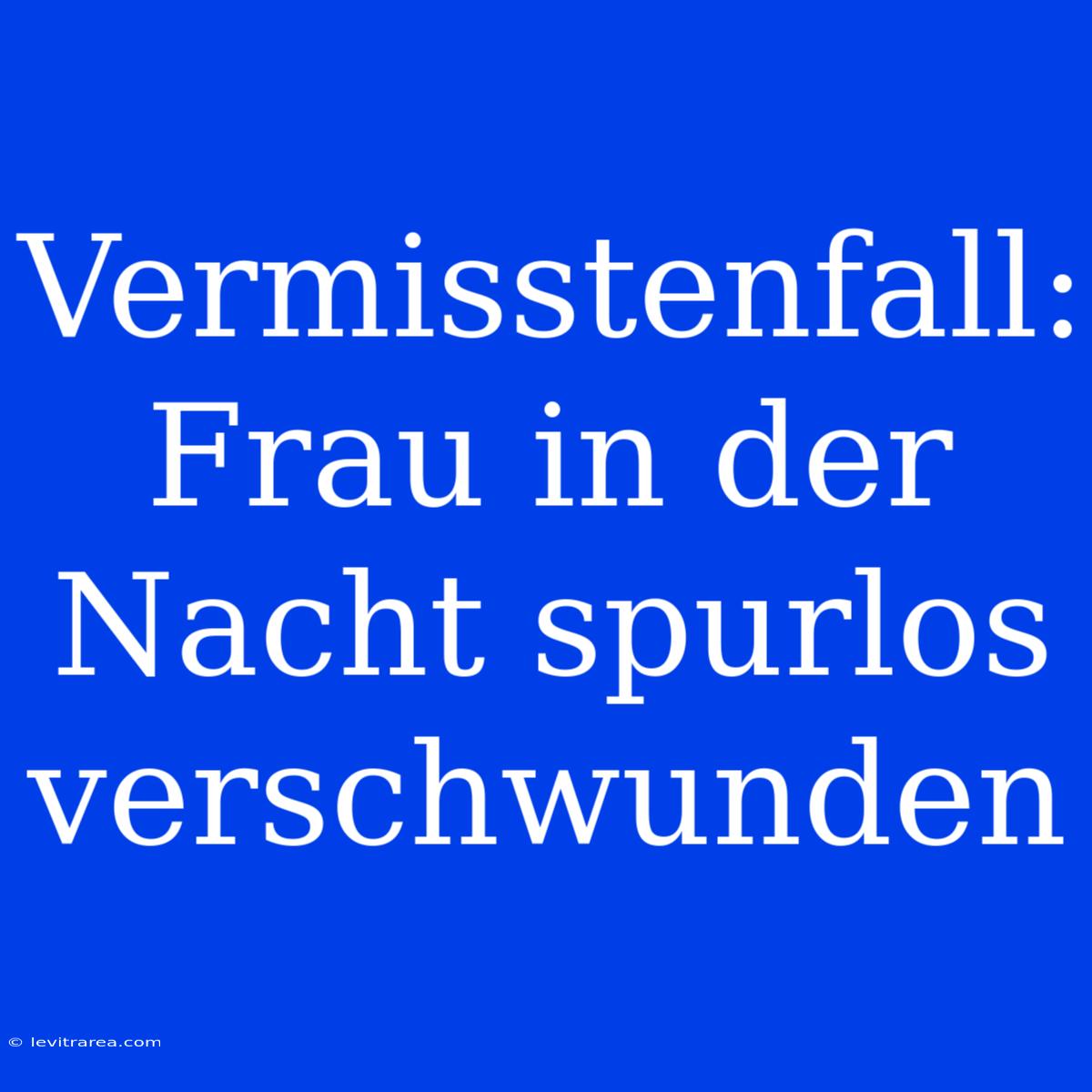 Vermisstenfall: Frau In Der Nacht Spurlos Verschwunden