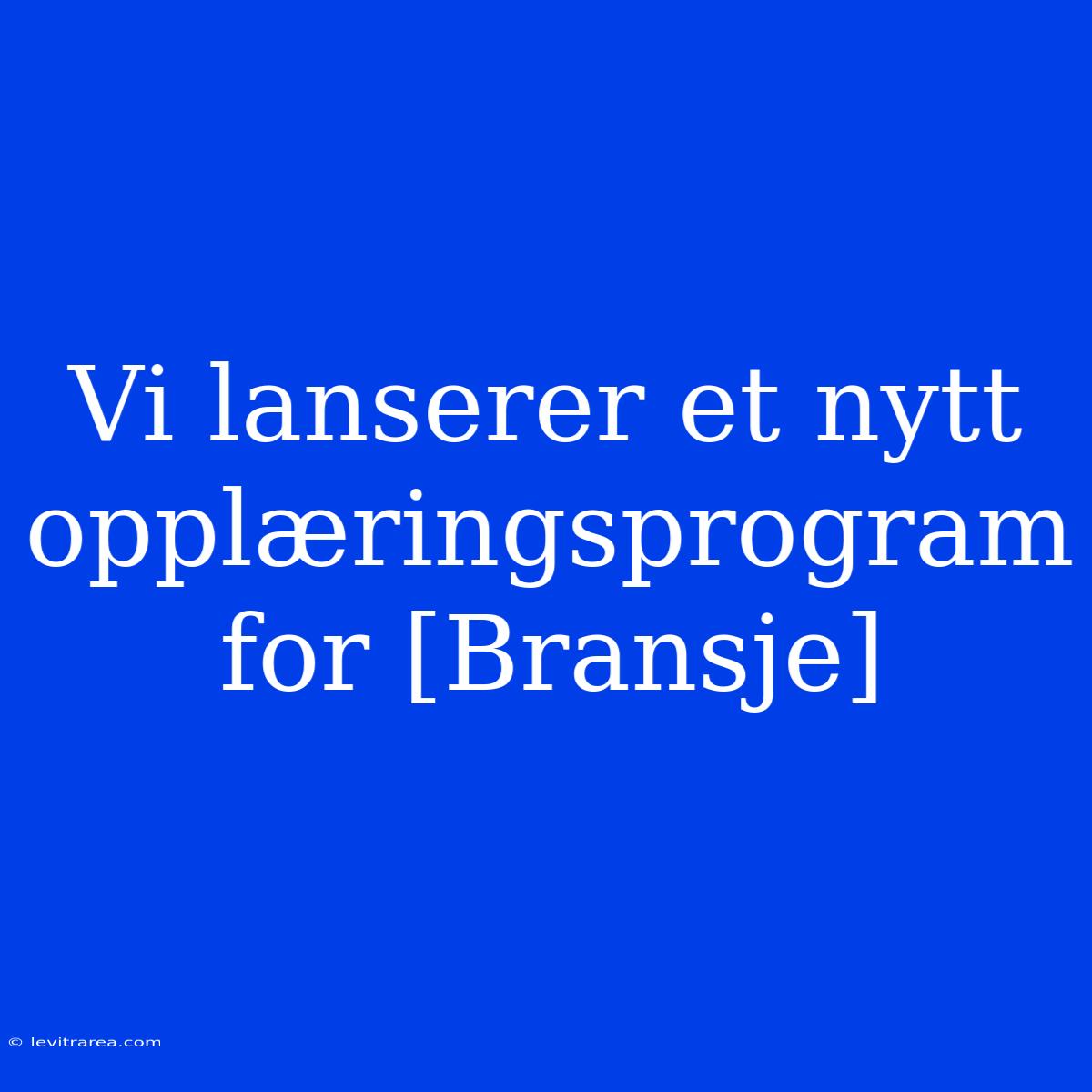 Vi Lanserer Et Nytt Opplæringsprogram For [Bransje]