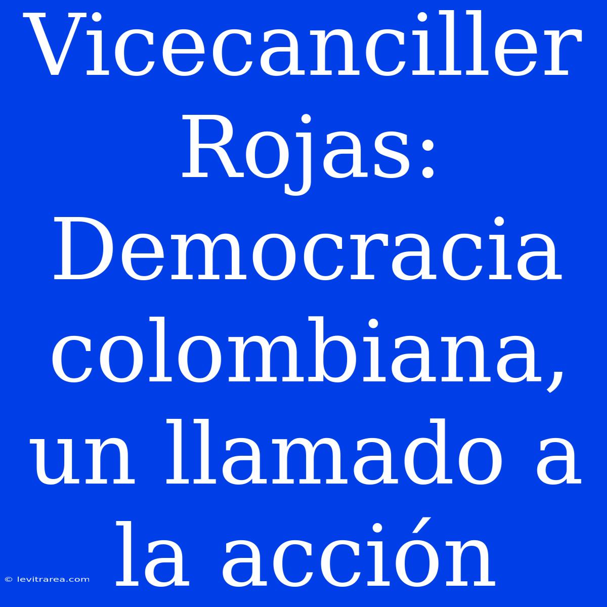 Vicecanciller Rojas: Democracia Colombiana, Un Llamado A La Acción