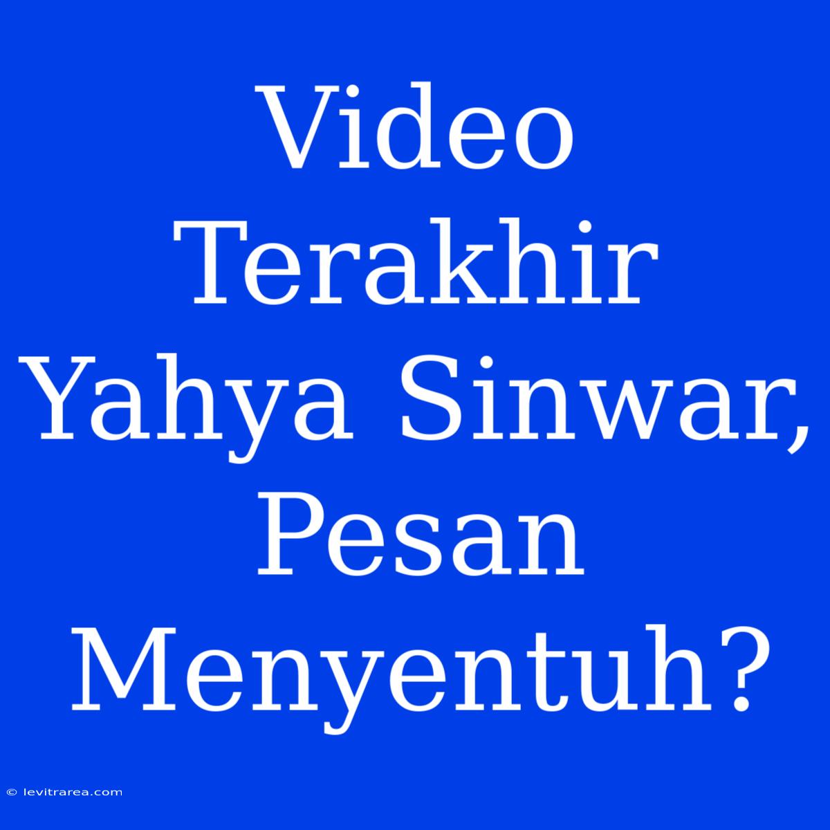 Video Terakhir Yahya Sinwar,  Pesan Menyentuh?