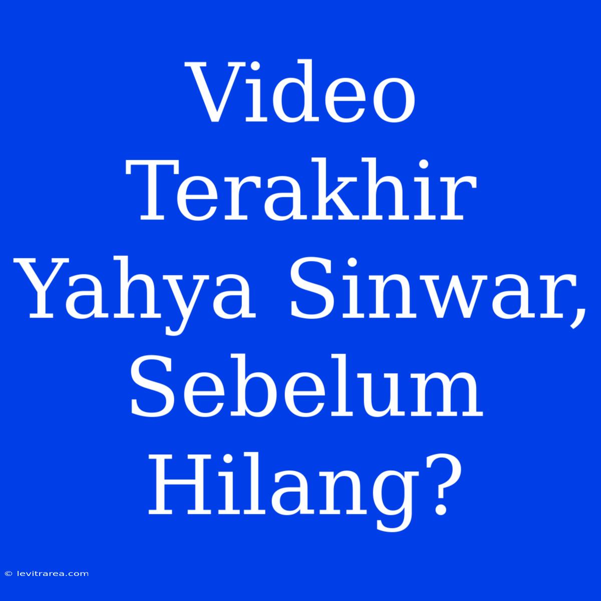 Video Terakhir Yahya Sinwar,  Sebelum Hilang?