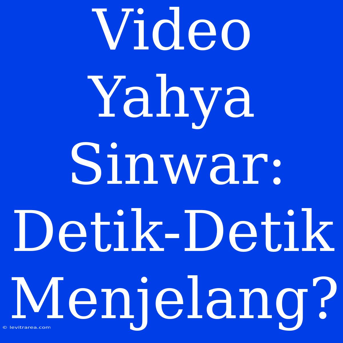 Video Yahya Sinwar: Detik-Detik Menjelang?