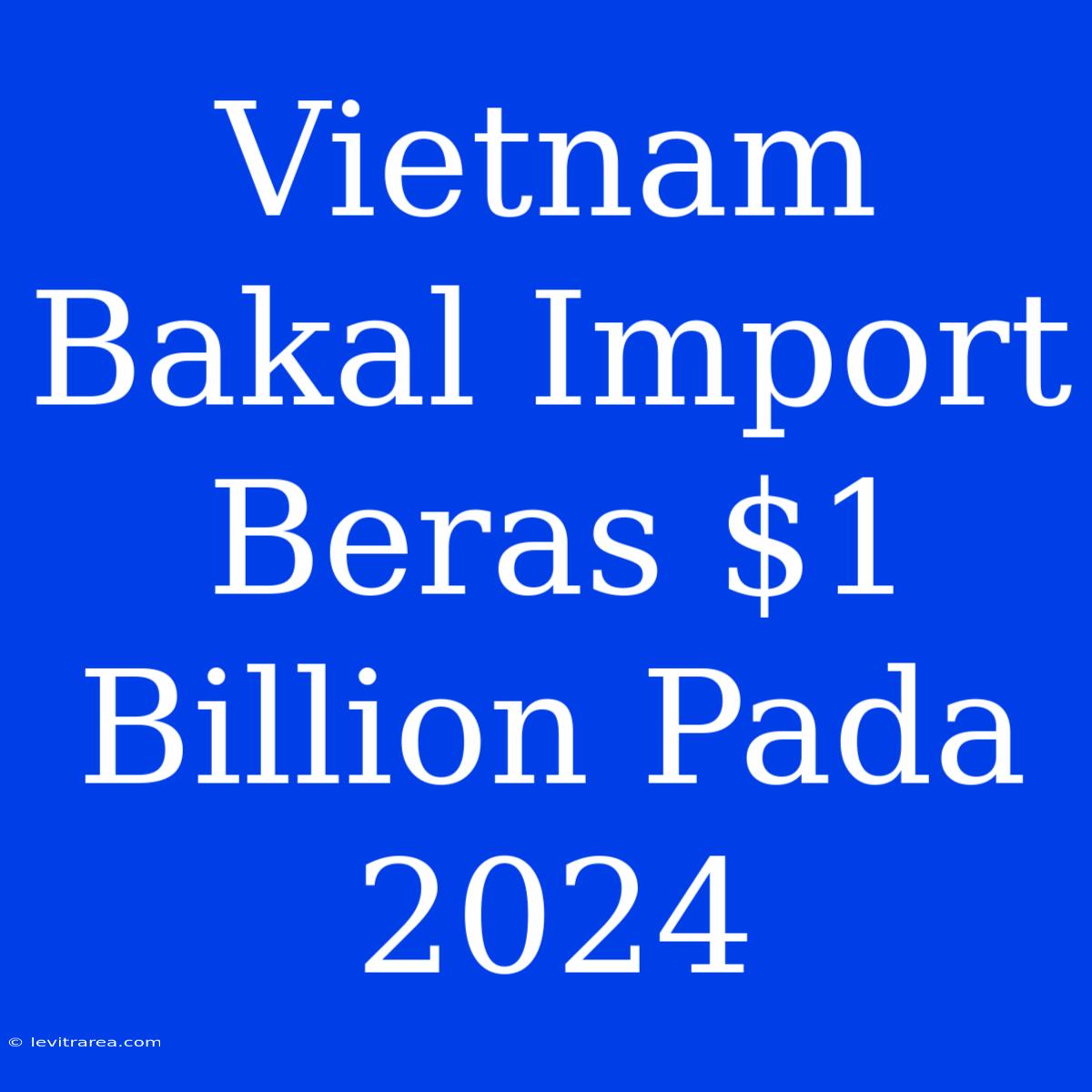 Vietnam Bakal Import Beras $1 Billion Pada 2024