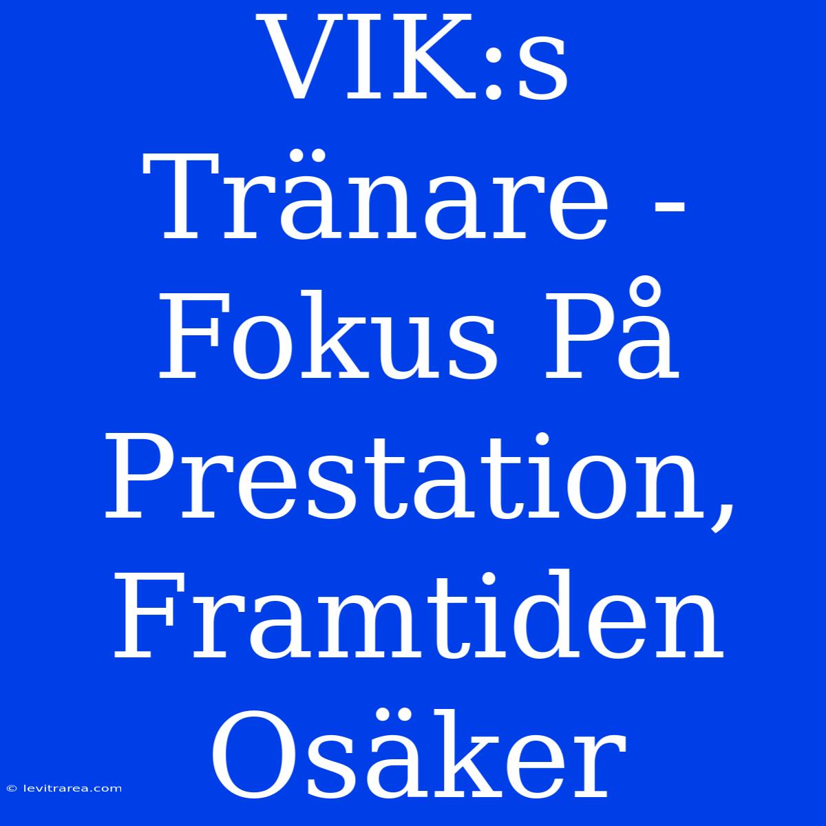 VIK:s Tränare -  Fokus På Prestation, Framtiden Osäker