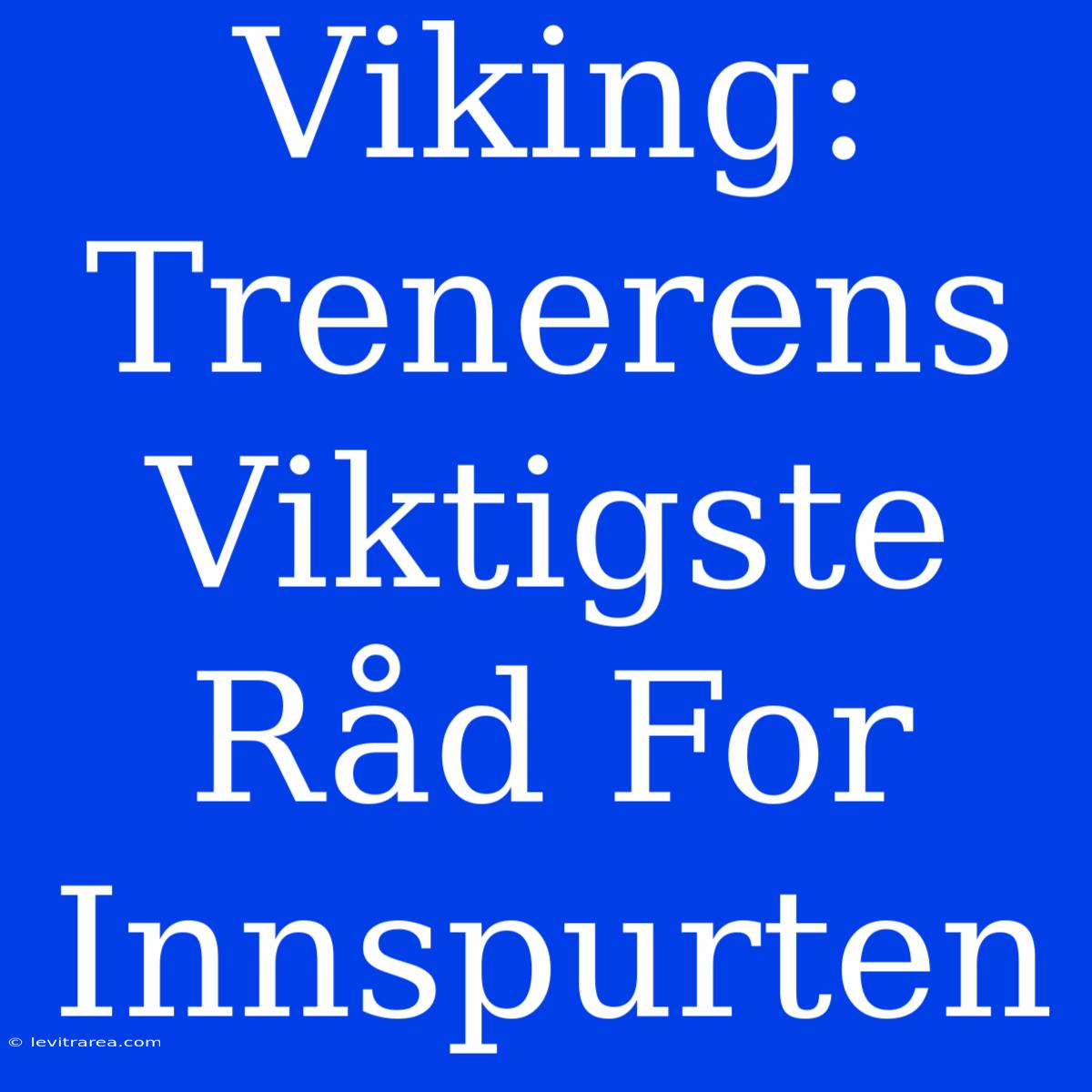 Viking: Trenerens Viktigste Råd For Innspurten