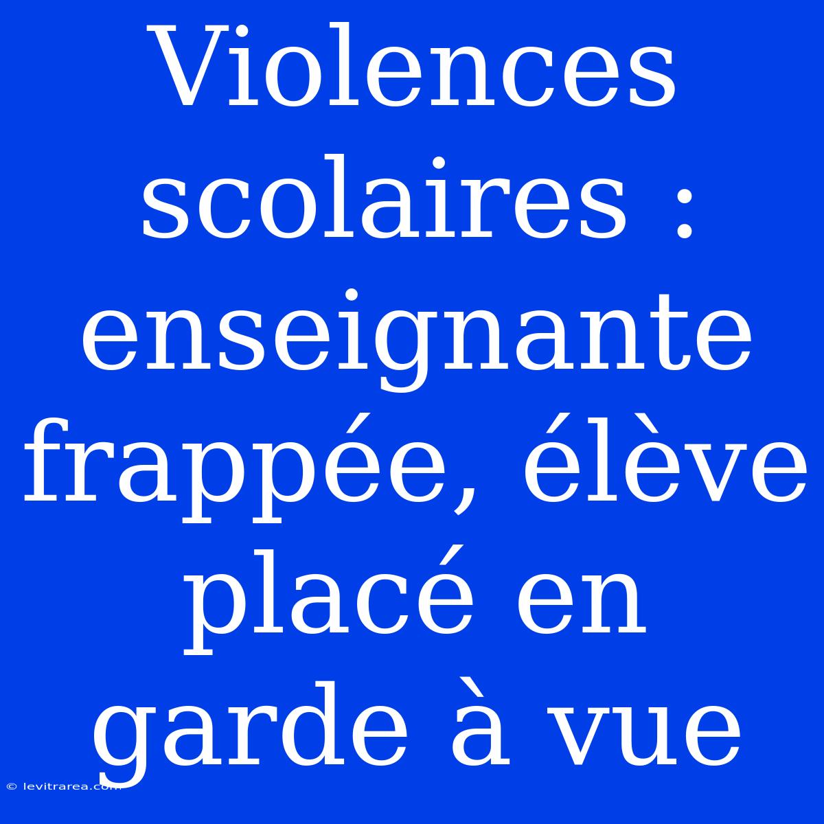 Violences Scolaires : Enseignante Frappée, Élève Placé En Garde À Vue