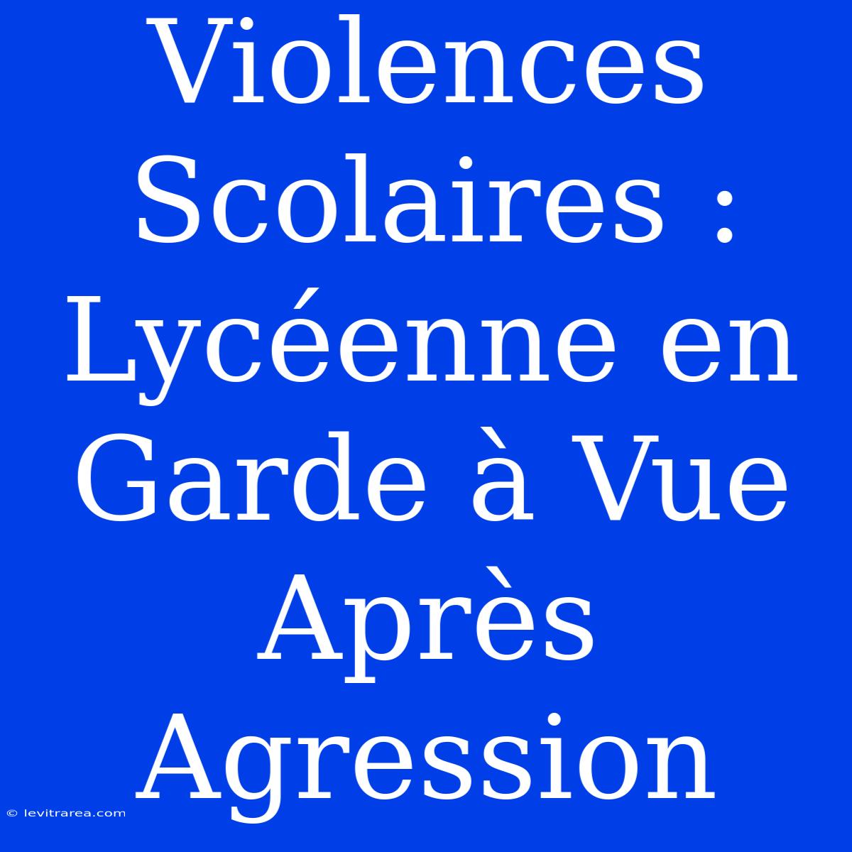 Violences Scolaires : Lycéenne En Garde À Vue Après Agression