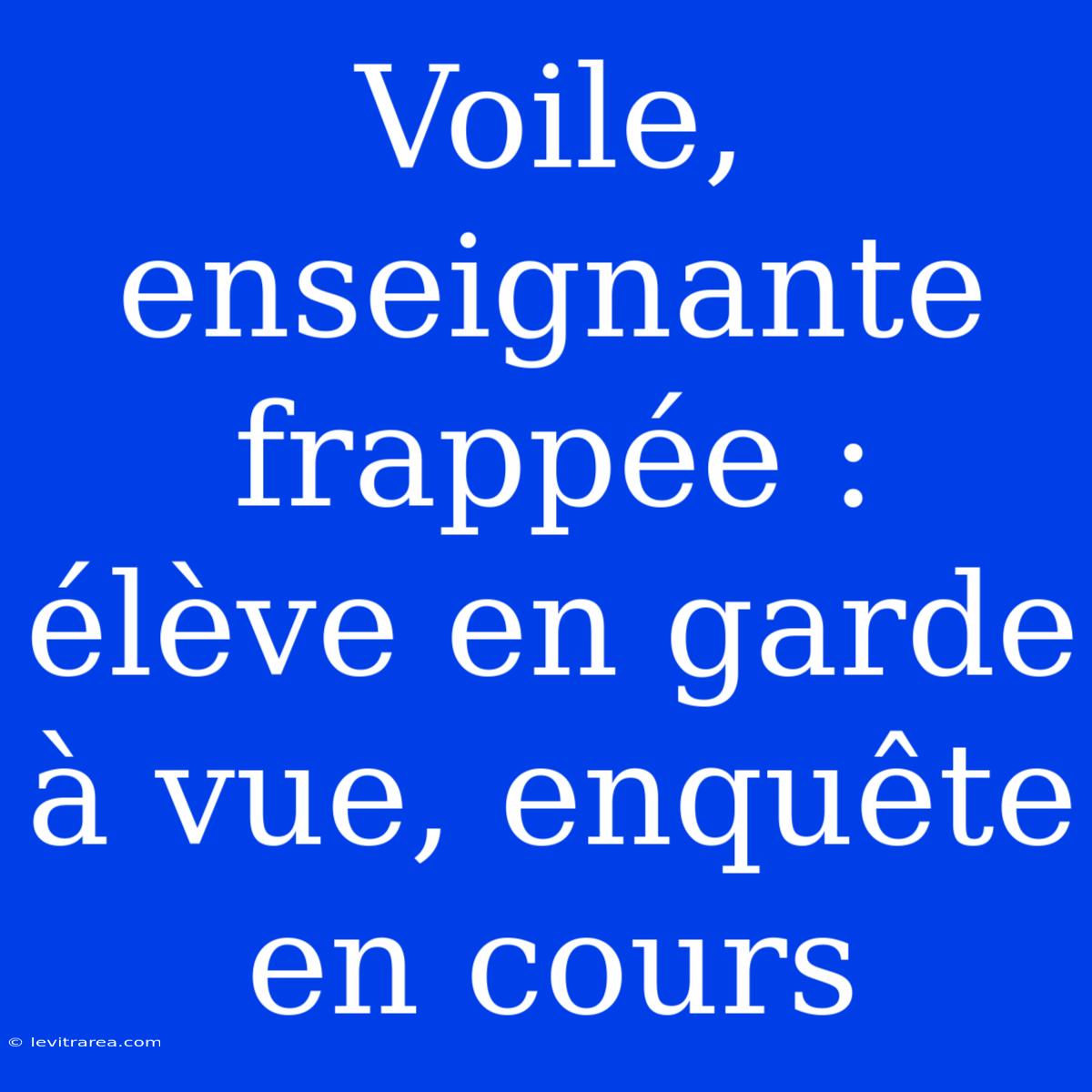 Voile, Enseignante Frappée : Élève En Garde À Vue, Enquête En Cours