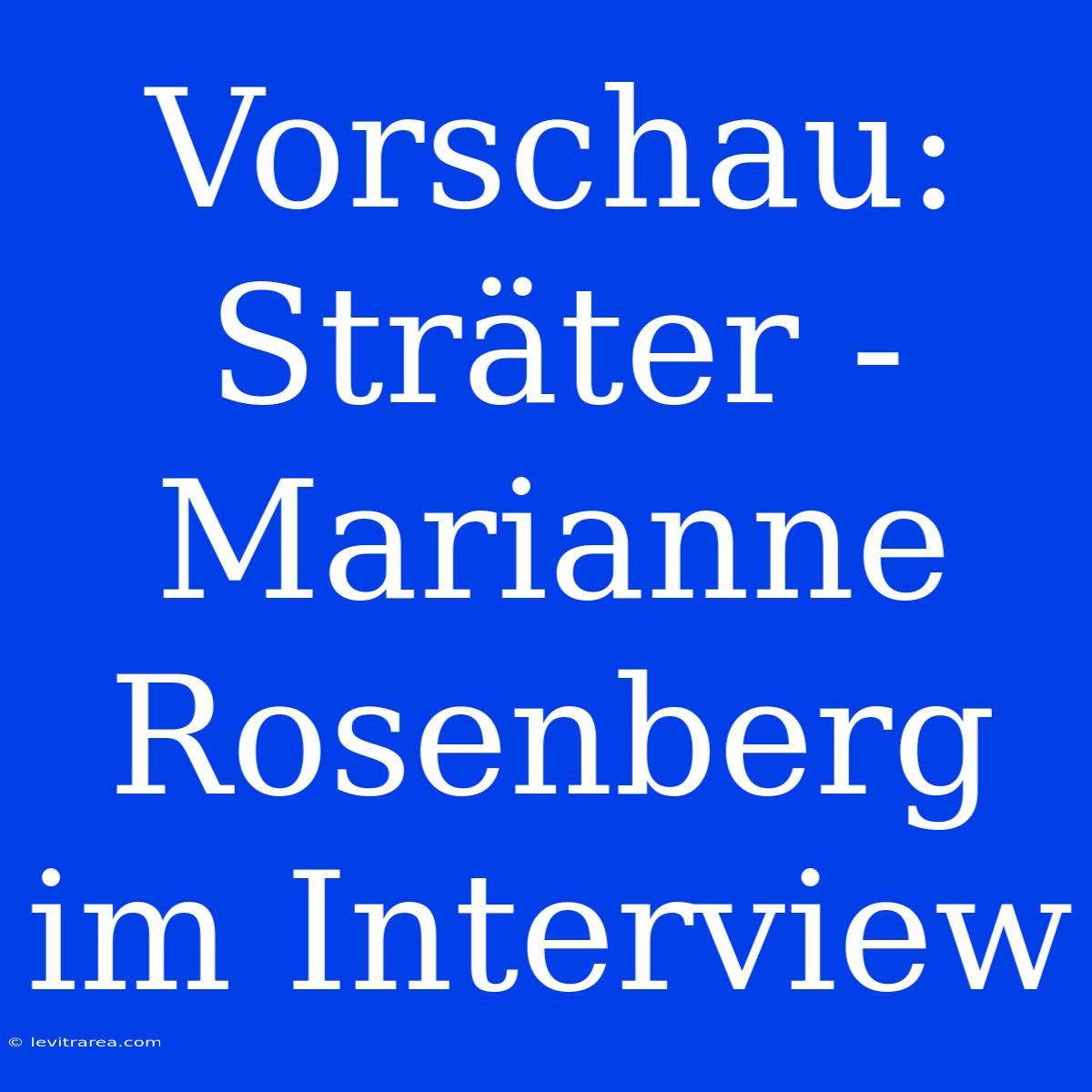 Vorschau: Sträter - Marianne Rosenberg Im Interview